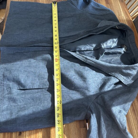 Talbots 100% Linen Open Blazer Jacket Womens 24W Pockets Career Work Modest Blue - Picture 14 of 16